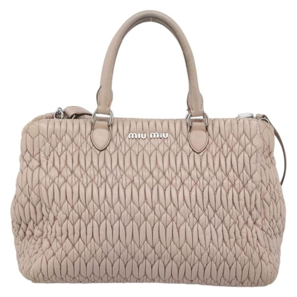 Miu Miu Crystal Tote Matelasse Leather Pink Leather Shoulder Bag Bag